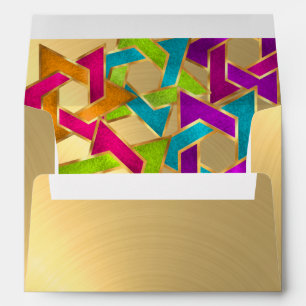 Multicolored Star of David Gold Envelopes