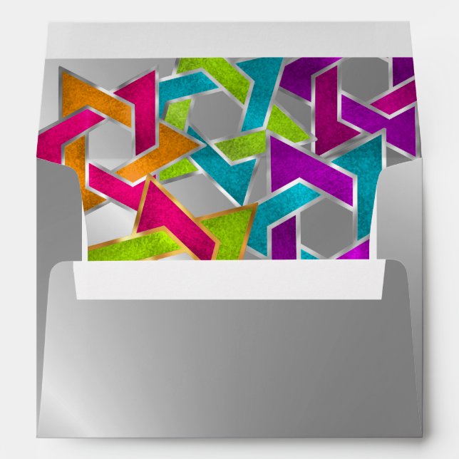 Multicolored Star of David Silver Envelope (Back (Bottom))