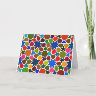 Multicolored Star Pattern - Silk Painting inspired Card