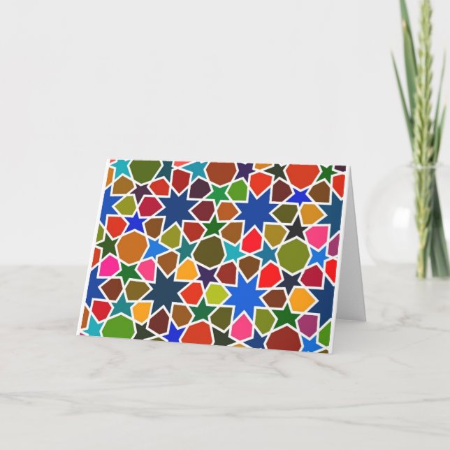 Multicolored Star Pattern - Silk Painting inspired Card (Front)