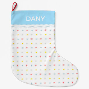 Multicolored stars on white large christmas stocki large christmas stocking