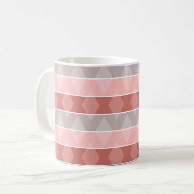 Multicolored striped geometric retro pattern coffee mug (Front Left)