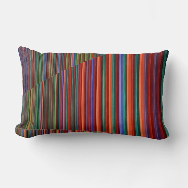 Multicolored striped illustration lumbar cushion (Front)