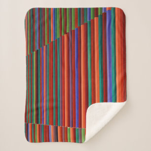 Multicolored striped illustration sherpa blanket