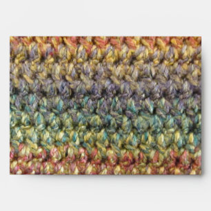 Multicolored striped knitted crochet envelopes