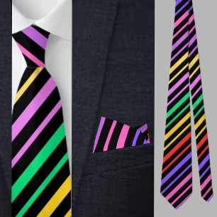 Multicolored Striped Pattern Tie