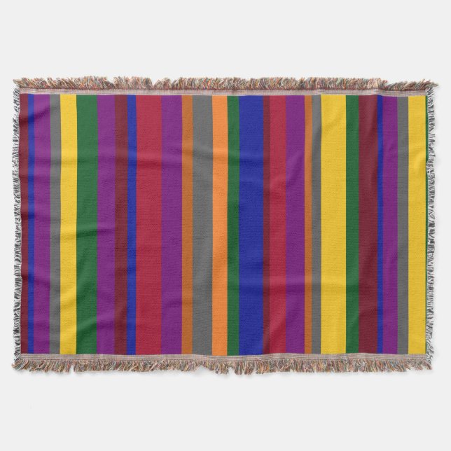 Multicolored Striped Throw Blanket (Front)