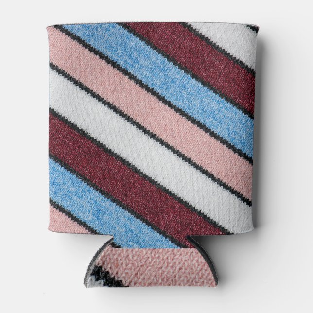 Multicolored Striped Wool: Fabric Closeup Can Cooler (Front)