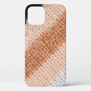 Multicolored striped wool fabric texture closeup p iPhone 12 case