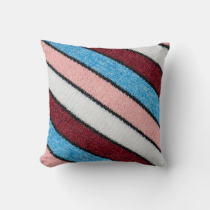 Multicolored striped wool fabric texture closeup p cushion
