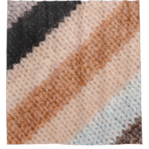 Multicolored striped wool fabric texture closeup p shower curtain