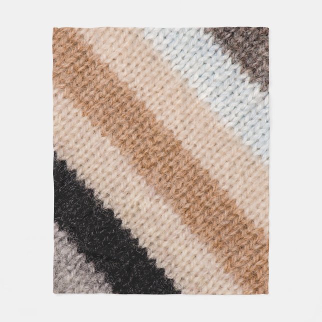 Multicolored Striped Wool: Fabric Texture Fleece Blanket (Front)