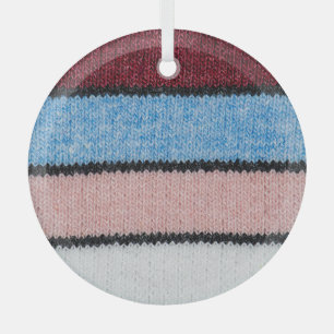 Multicolored Striped Wool: Fabric Texture. Glass Tree Decoration