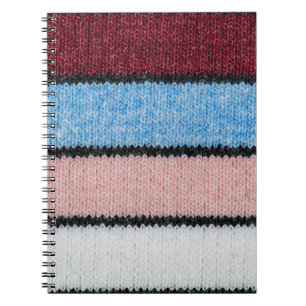 Multicolored Striped Wool: Fabric Texture. Notebook