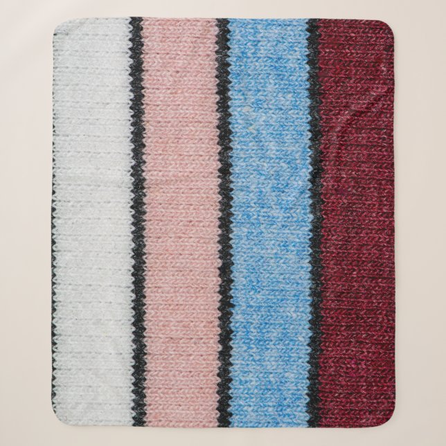 Multicolored Striped Wool: Fabric Texture. Sherpa Blanket (Front)