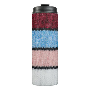 Multicolored Striped Wool: Fabric Texture. Thermal Tumbler