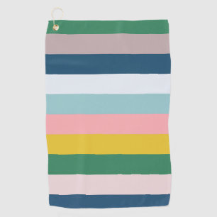 Multicolored Stripes Green Blue Pink Golf Towel