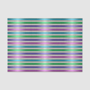 Multicolored Stripes Ribbon Pink Blue Teal Purple Tissue Paper