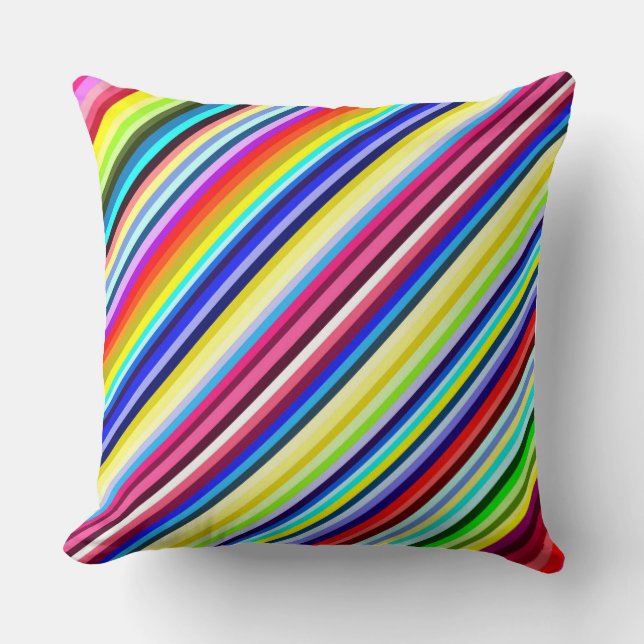 Multicolored Stripey Throw Pillow (Front)