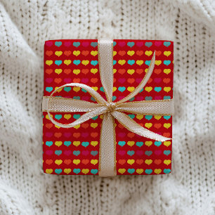 Multicolored stylish hand-drawn heart shapes wrapping paper