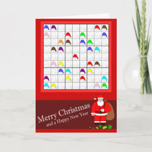 Multicolored Sudoku for Christmas Holiday Card