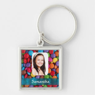 Multicolored sweets photo template key ring