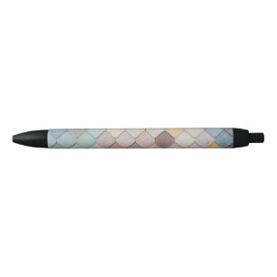 Multicolored Tiles Black Ink Pen