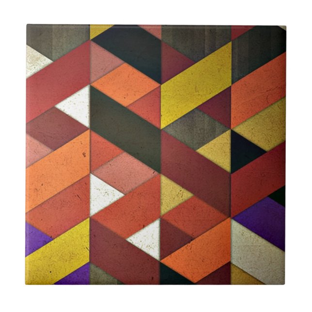 Multicolored Triangular Pattern Ceramic Tile (Front)