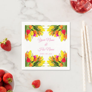 Multicolored Tulips Bouquet Thunder_Cove Napkin