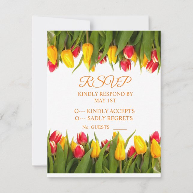 Multicolored Tulips Bouquet Thunder_Cove RSVP Card (Front)