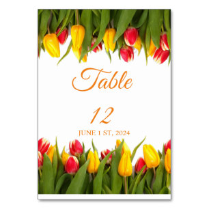 Multicolored Tulips Bouquet Thunder_Cove Table Number