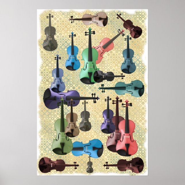 Multicolored Violin Wallpaper Poster (Front)