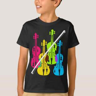 Multicolored Violins Birthday Gift For Musicians T-Shirt