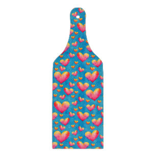 Multicolored Watercolor Hearts Cutting Board