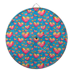 Multicolored Watercolor Hearts Dart Board