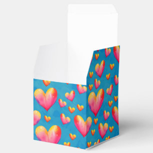 Multicolored Watercolor Hearts Favour Box