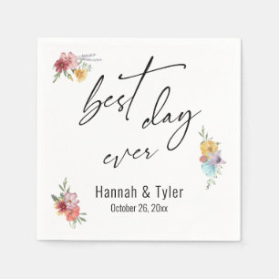 Multicolored Watercolor Meadow Wildflower Boho Napkin