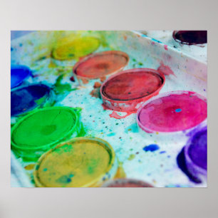 Multicolored Watercolor Paint Palette Poster