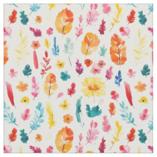 Multicolored watercolor plants fabric
