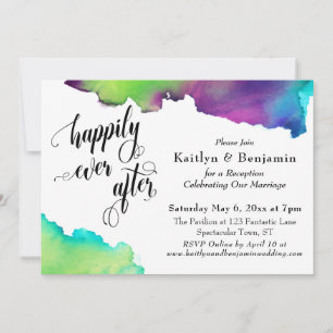 Multicolored Watercolor Wedding Reception Only Invitation