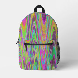 Multicolored Wave Pattern Purple Green Backpack
