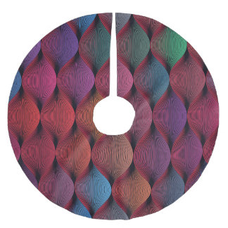 Multicolored Wavy Geometric Print Brushed Polyester Tree Skirt