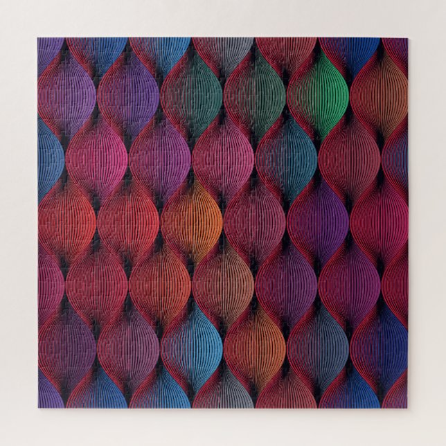 Multicolored Wavy Geometric Print Jigsaw Puzzle (Vertical)