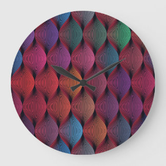 Multicolored Wavy Geometric Print Large Clock