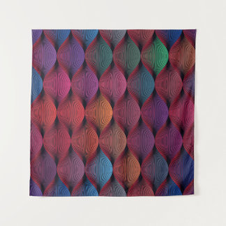 Multicolored Wavy Geometric Print Tapestry