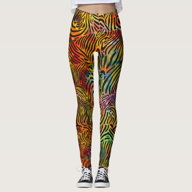 Multicolored Zibra Strapes  Leggings (Front)