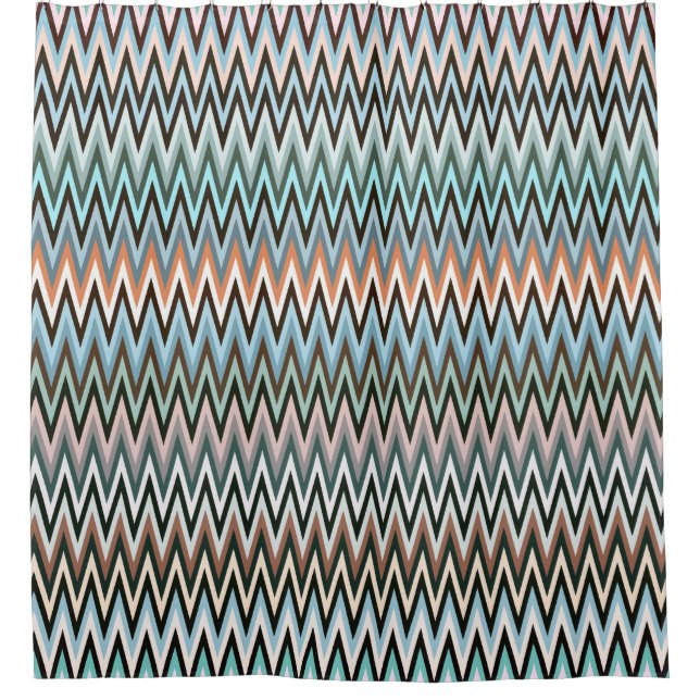 Multicolored Zigzag Pattern Shower Curtain (Front)