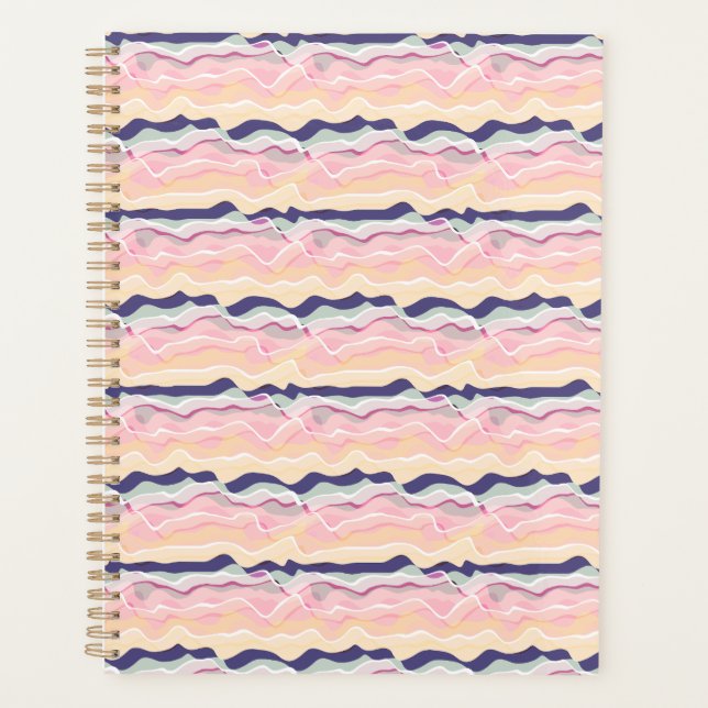 Multicolour Pastel Wave Pattern Planner (Front)