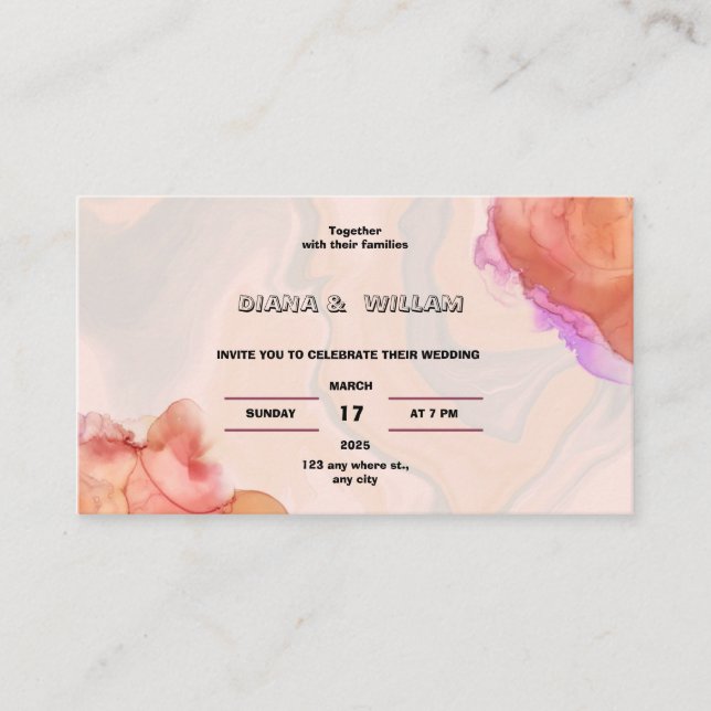 Multicoloured Aesthetic Wedding Invitation (Front)