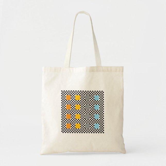 Multicoloured Checker Pattern and Big Squares Tote Bag (Front)
